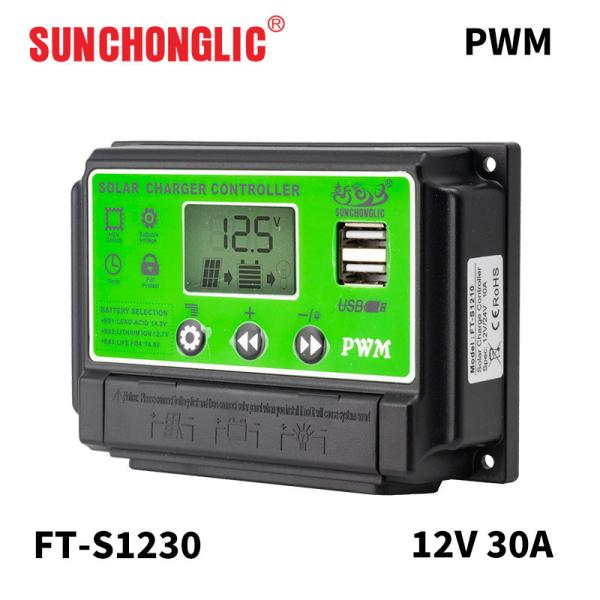 Quality 12V 24V 30 Amp Solar Charge Controller LCD Display 3P 5V 2A USB Portable for sale