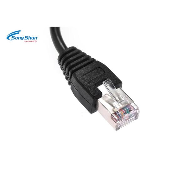 LAN Network Patch Cord Custom Black SFTP Cat 6 24AWG Bare Copper Conductor