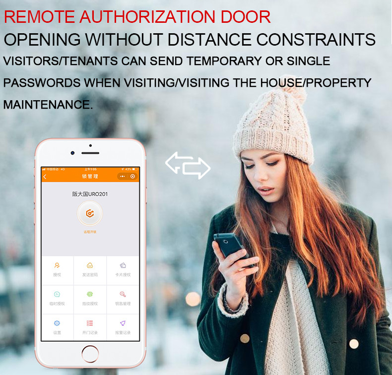 Apartment lock support BLE APP Mobile Remote Control And RFID Keycards Open Pin Code Door Lock