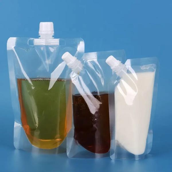 Quality Custom Gravure Printing Stand Up Liquid Pouches Transparent Drink Juice Spout Pouch for sale