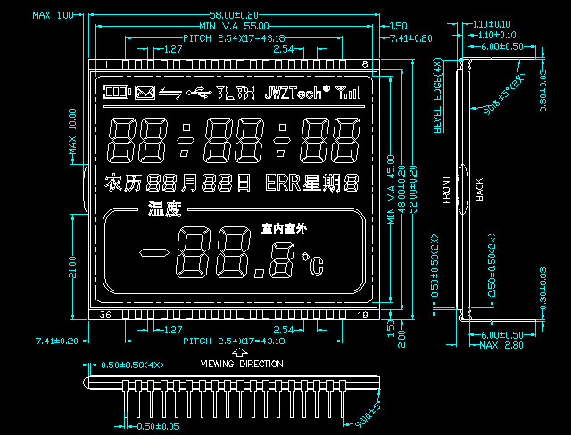 HTN 7 Segment LCD Display Instrumentation LCD Module