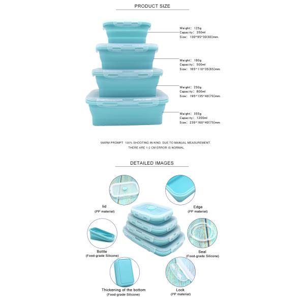 Bpa Free 550ml 1L 3L Camping Foldable Lunch Box