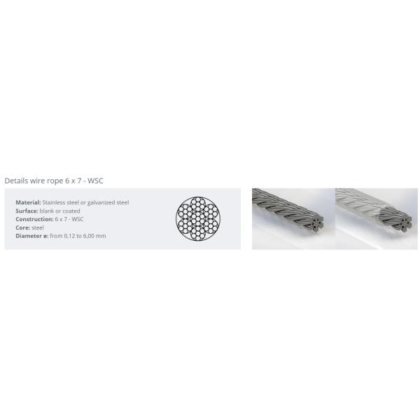 2.0mm 7x7 Structure Galvanized Steel Wire Rope for Safe Protection
