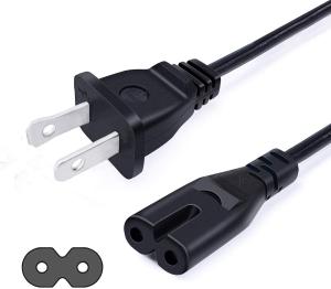 US Plug IEC320 C7 Cable NEMA 1-15P ,  7A 10A 125V 2 Prong AC Power Cord