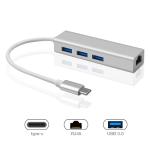 RJ45 100 Mbps Type C To Gigabit Ethernet , USB 3.0 Hub Ethernet Adapter Splitter