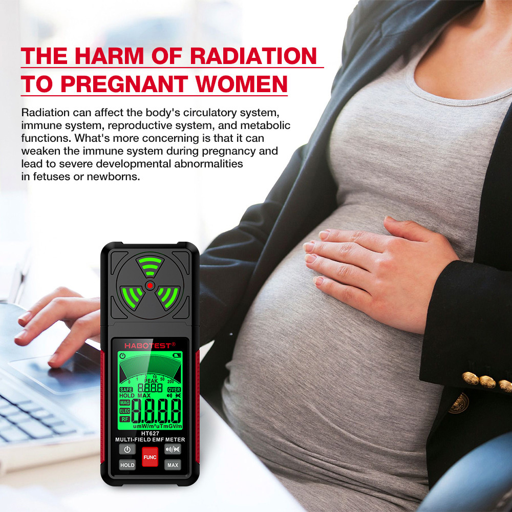HT627 EMF Meter Professional Electromagnetic Field Radiation Detector Handheld Portable Radio Frequency Warn Meter