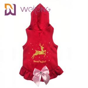 Buy cheap Satin Bow Printed Golden Deer Dog Winter Coat Red Christmas Hoodie For Dogs cats product