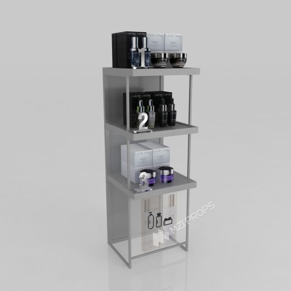 GDR03-CB-06 Side Cabinet End Bracket with Transparent Tempered Glass and Adjustable Shelves for Specialty Beauty Stores