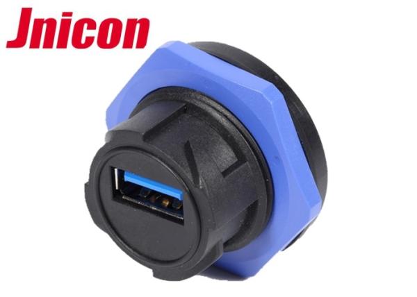 Quality Push Locking Waterproof Mini USB Connector Female Blue And Black Assembly Type for sale