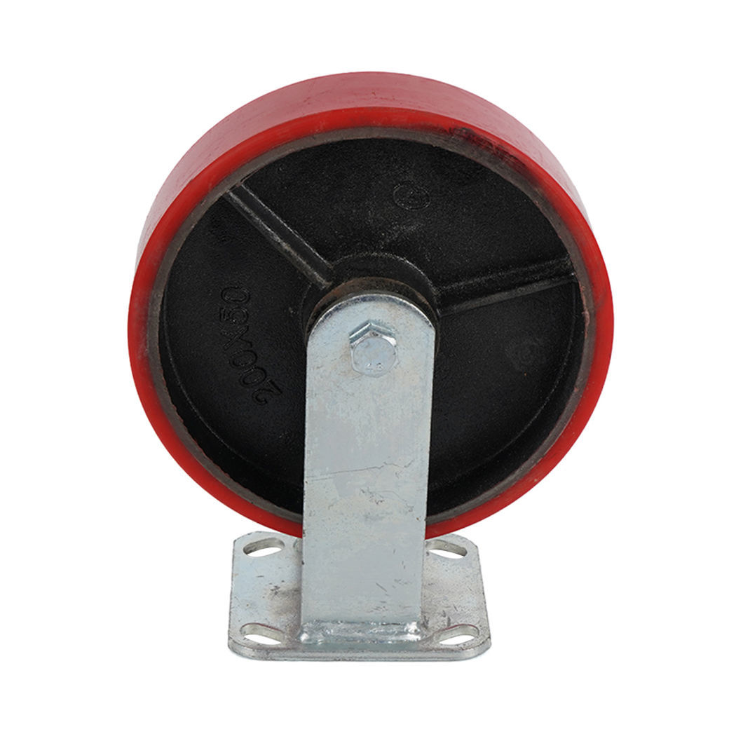 Heavy Duty Cast Iron Core PU Caster Red Polyurethane Castors and Universal Wheels for Trolley