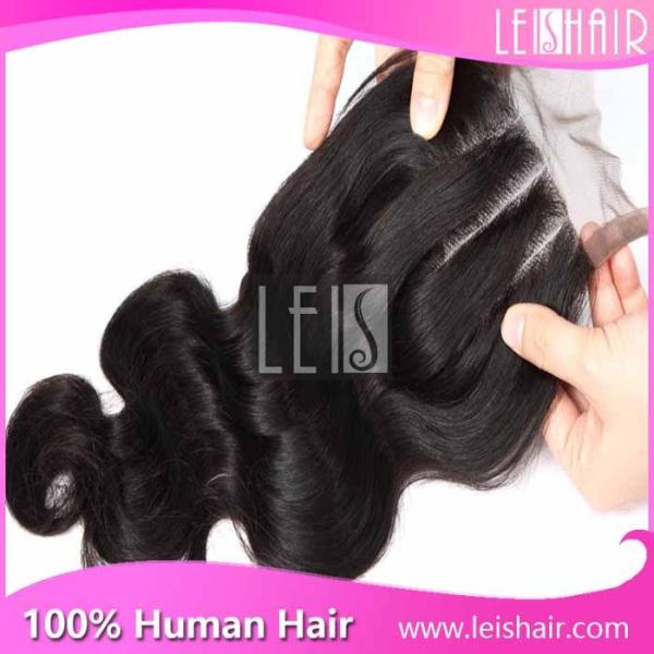 Quality best selling 100% human hair three parting lace closure for sale