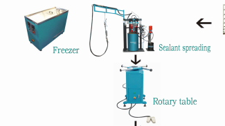 Manual Sealing Machine Included Silicom Pump Freezer And Rotated Table For Insulating Glass