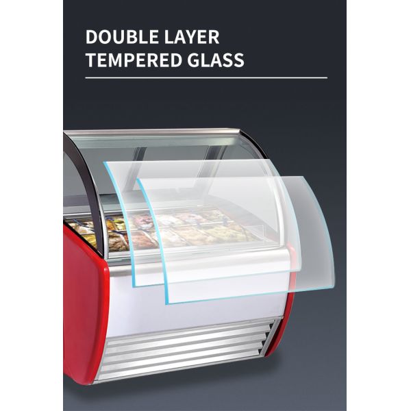 Baked Pastry Ice Cream Cone Display Case Stand Alone R404a Commercial Ice Cream Cabinet