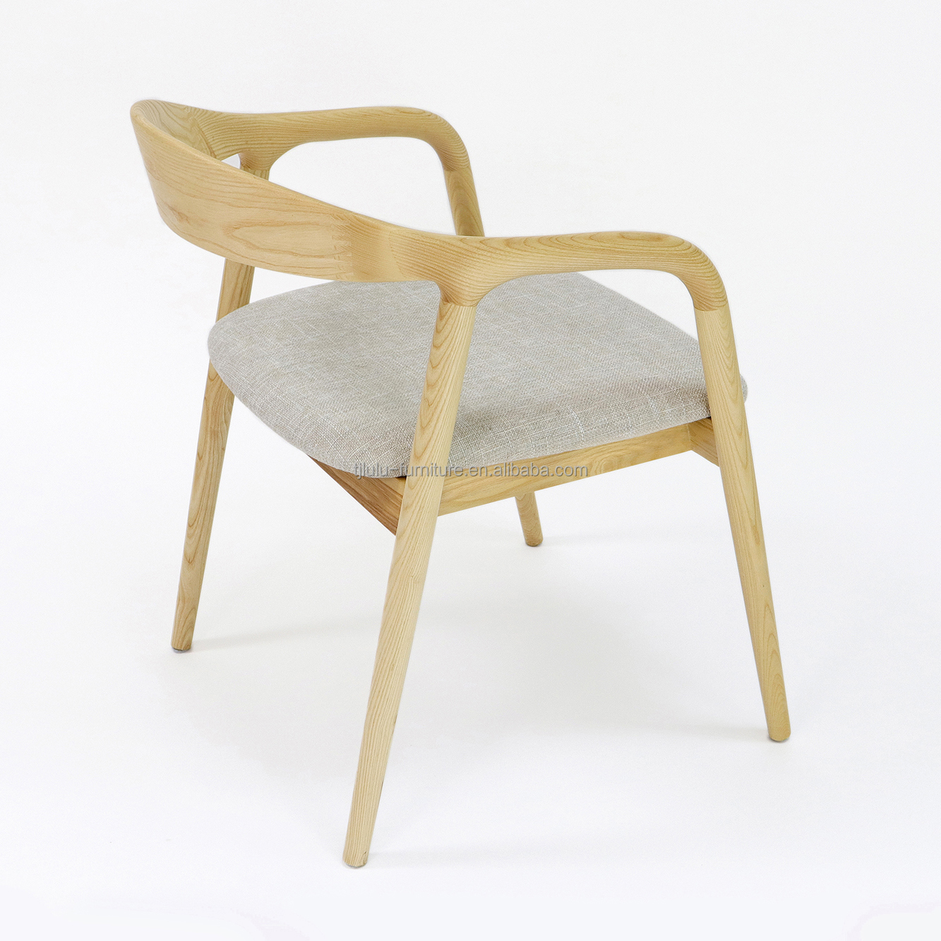 Simple Wooden Armchair Fabric Lounge Restaurant Nordic Wooden Dining Coffee Tea Leisure Chairs Solid Wood Dining Chair OEM/ODM