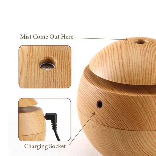 Wood Grain Plastic Lamp Cover USB Aromatherapy Diffuser