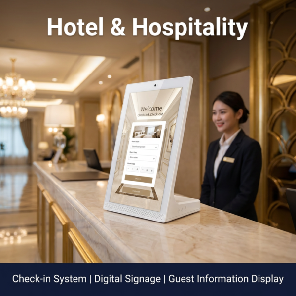 10.1″ / 15.6″ L-Shape Touch Screen Digital Signage with Full HD Resolution and Face Recognition Camera