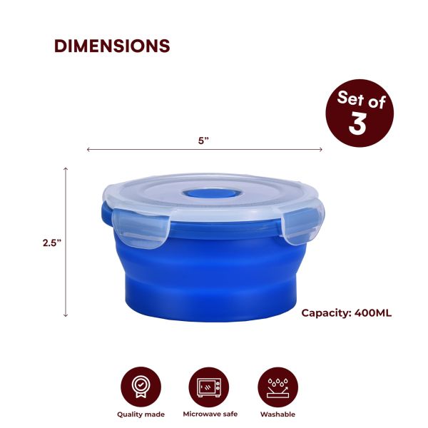 Collapsible Bowls For Camping Set Of 4 Silicone Food Storage Containers With Lids Silicone Lunch Box BPA Free Oven Safe
