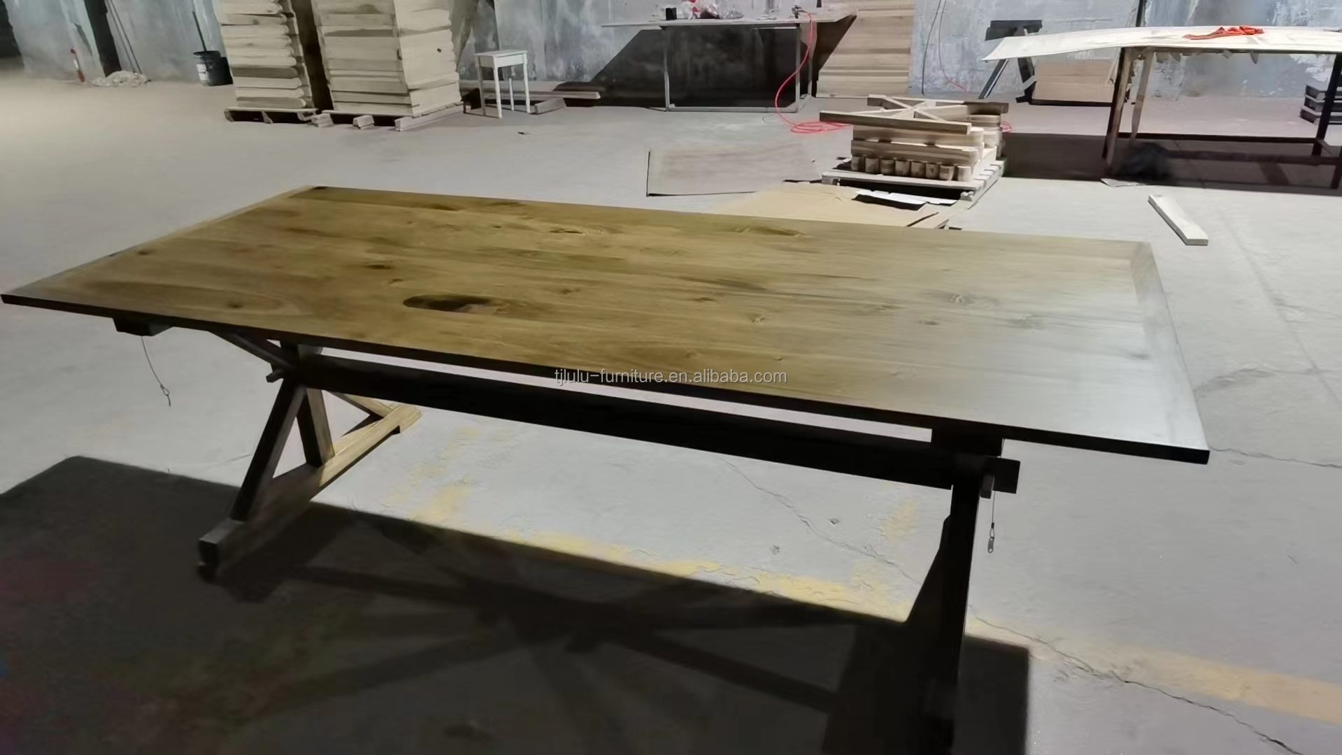 Banquet Hotel Home Wooden Folding Farm Table with Solid Pine Wood