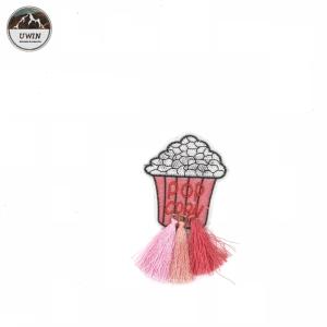 China Interesting Pop Corn Iron On Embroidered Patches Funny With Tassels Material on sale