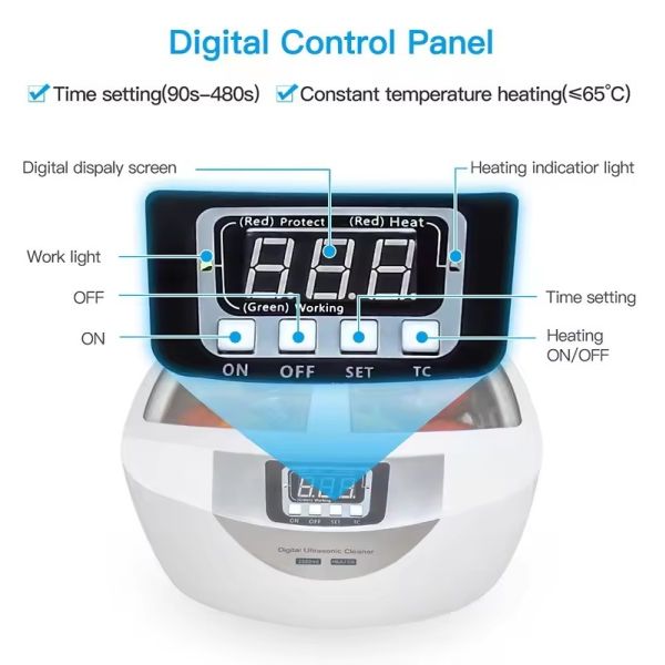 2.5L Dental Ultrasonic Cleaner Multi Purpose Cleaning Function Digital Ultrasonic Cleaner