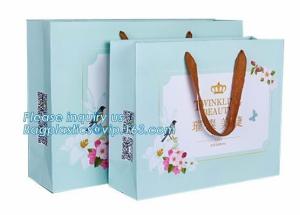 Buy cheap Luxury Customize Black embossed Logo full color Print made by 250gsm C1S Art Gift Shopping Paper Bag With Ribbon Bow Han product