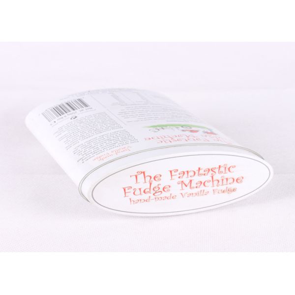 Custom Artwork CMYK Printed and Embossed Oval Candy Packaging Tin Box Container