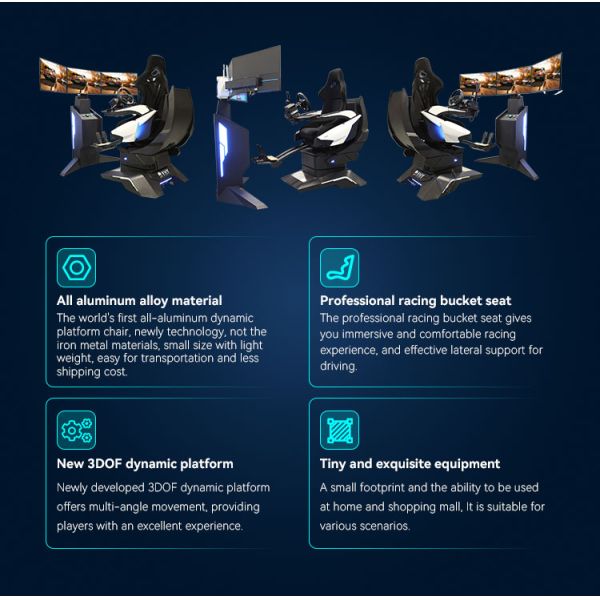 Vr Car Racing Simulator Steering Wheel Driving Chair Seat Bracket Pedals Game Machine