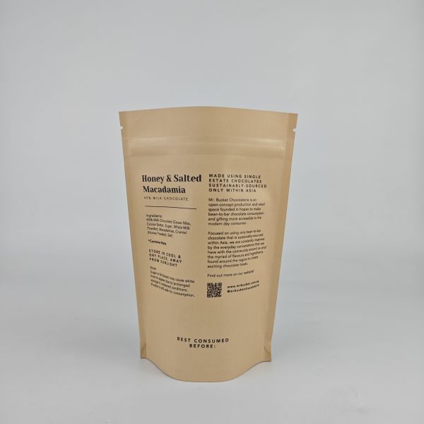 Free samples High Quality Food grade Kraft Paper 90g Snack Packaging Bags Stand Up Zipper Pouch With Clear window