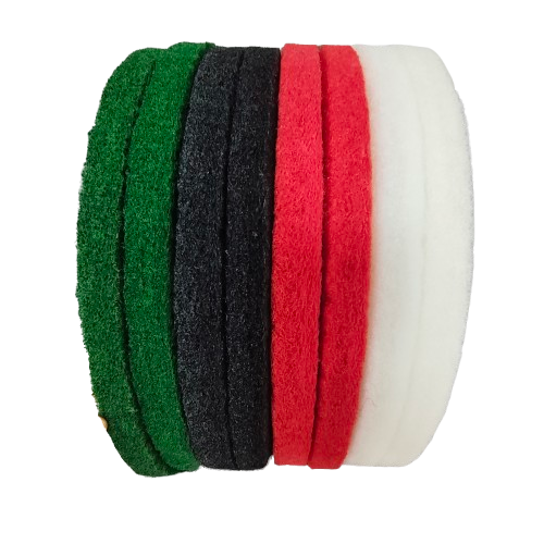 High-performance buffing pad showing dense synthetic fiber structure