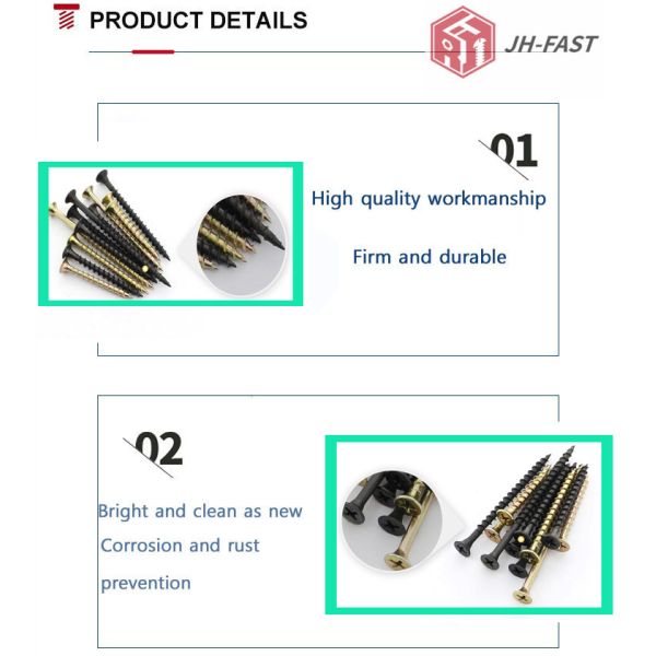 C1022A Metric Black Countersunk Head Drywall Screw for Heavy Industry Installations