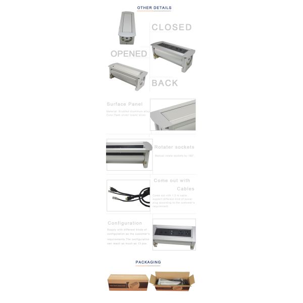 110V US power hand overturn conference table socket box with receptacle outlet