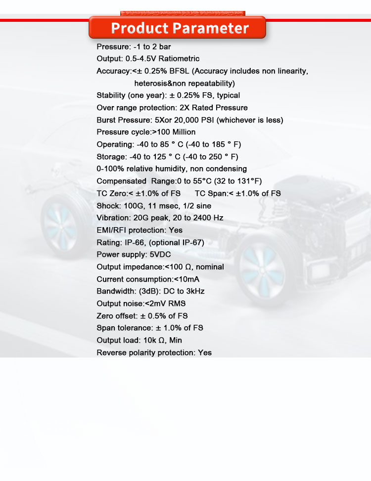 AST2000-1000 Pressure Sensors 0.5-4.5V Pressure-1-2Bar Level Sensors TE with ± 0.25% BFSL Accuracy
