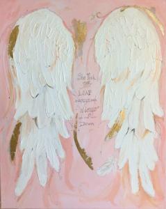 China Angle Wings Pattern Modern Canvas Wall Art Hand Painted Embellishments on sale