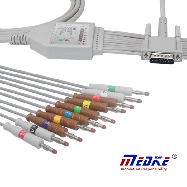 one piece type HP EKG Cable with 10 Leadwires AHA Banana M3702C