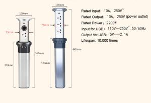 Buy cheap 3 Ways Automatic Lift Motorized Pop Up Socket Power Table Desktop Plug Sockets product