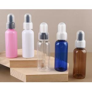 Buy cheap Customized 50ml Brown Amber Hair Oil Dropper Bottle PET Plastic product