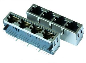 China Multi Port Rj45 Modular Jack Female Conector , Rj45 Ethernet Connector For PCB on sale