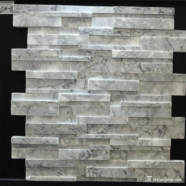 Quality Natural Stone White Marble Stone Wall Cladding Flat Face Customized Size for sale
