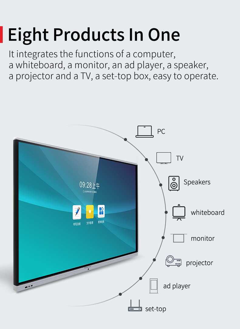 Floor Standing Smart Interactive Whiteboard Digital Signage 65''