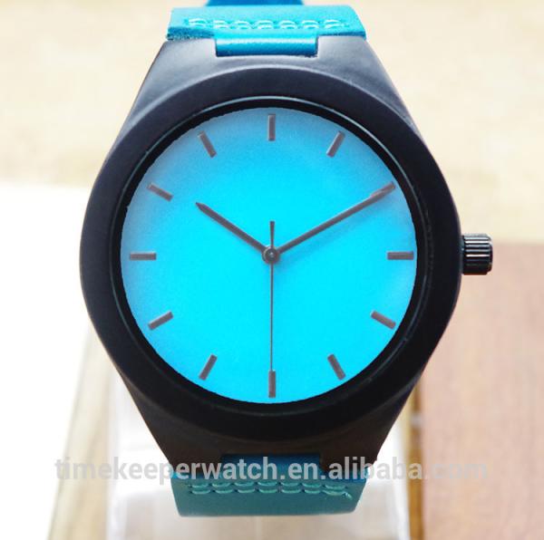 Quality colorful wood watches , sky blue color fashion man watches , custom your own logo for sale