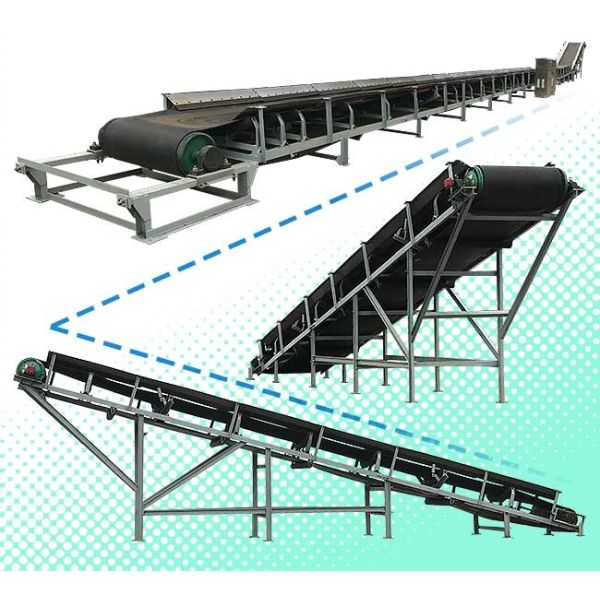 Chemicals Steep Reversible Inclined Belt Conveyor Non Deviation Lightweight Frame