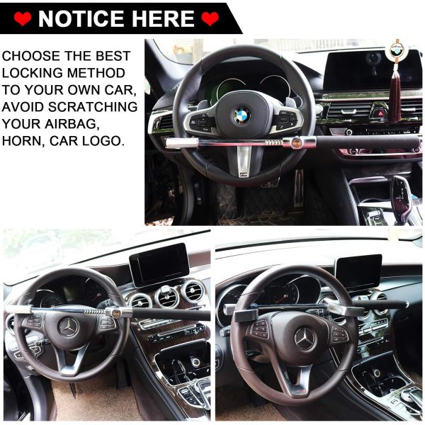 Auto Adjustable Car Steering Wheel Lock Vehicle Van SUV Aluminum Alloy