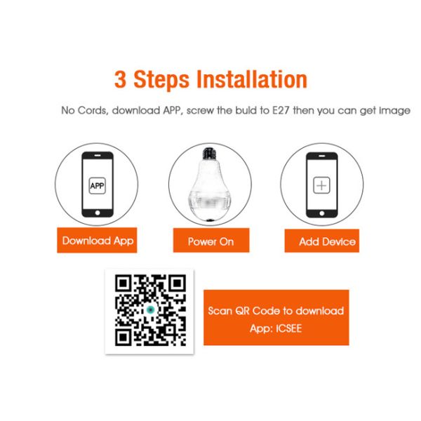 960P WiFi Full HD IP Camera Fisheye 360 ° Easy Setup Support Motion Detection