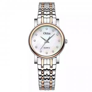 China Round Ladies Quartz Watch Bracelet Set Green Dial Simple Rose Gold Mesh Luxury on sale