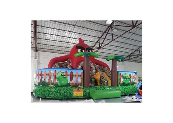 Quality Red Coconut Tree Inflatable Fun City With Slide Jumping Castle for sale