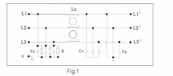 3 Phase AC Power Line Noise Filter For Variable Frequency Drive