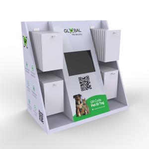 China Retail Store Cardboard Display Stand Pet Food Paper Display Stand With LCD Screen on sale