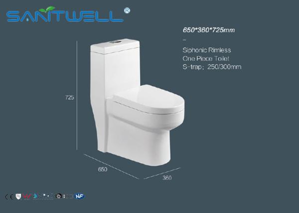 Quality Nano Ceramic  Single Piece Toilet Siphonic flushing WC 650*360*725 mm Size for sale