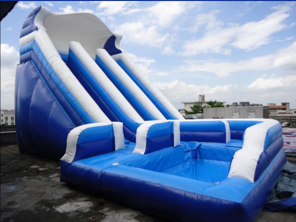 Quality Unti-riptured Commercial Inflatable Water Slides With Swimming Pool for sale
