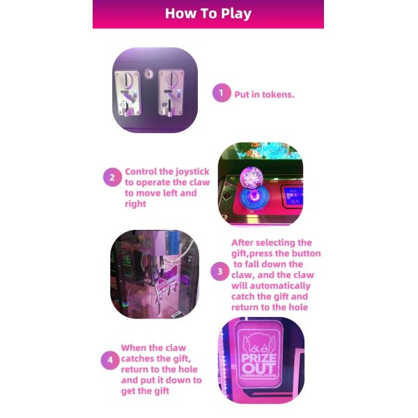 PVC Material Dream Doll Claw Machine With LED Light / Arcade Crane Machine